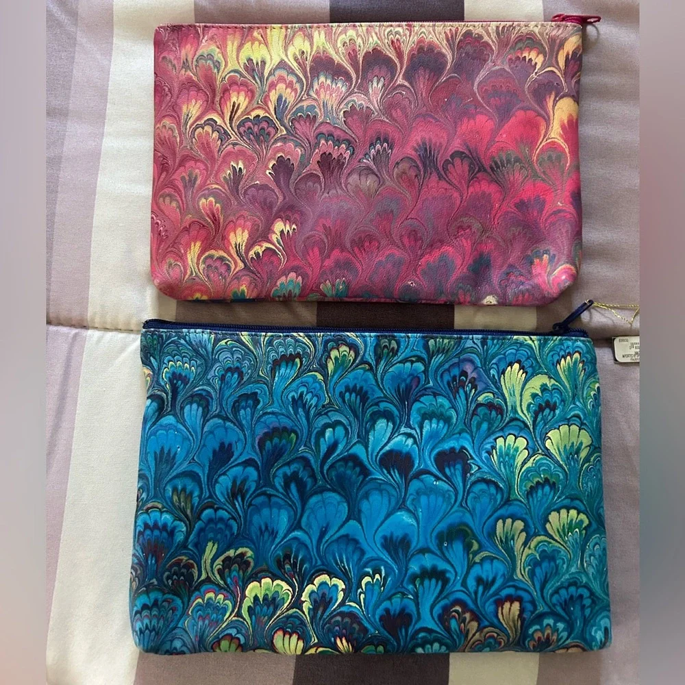 NWT Set of 2 Genuine Leather Pouches - made it Italy - NIQUEA.D